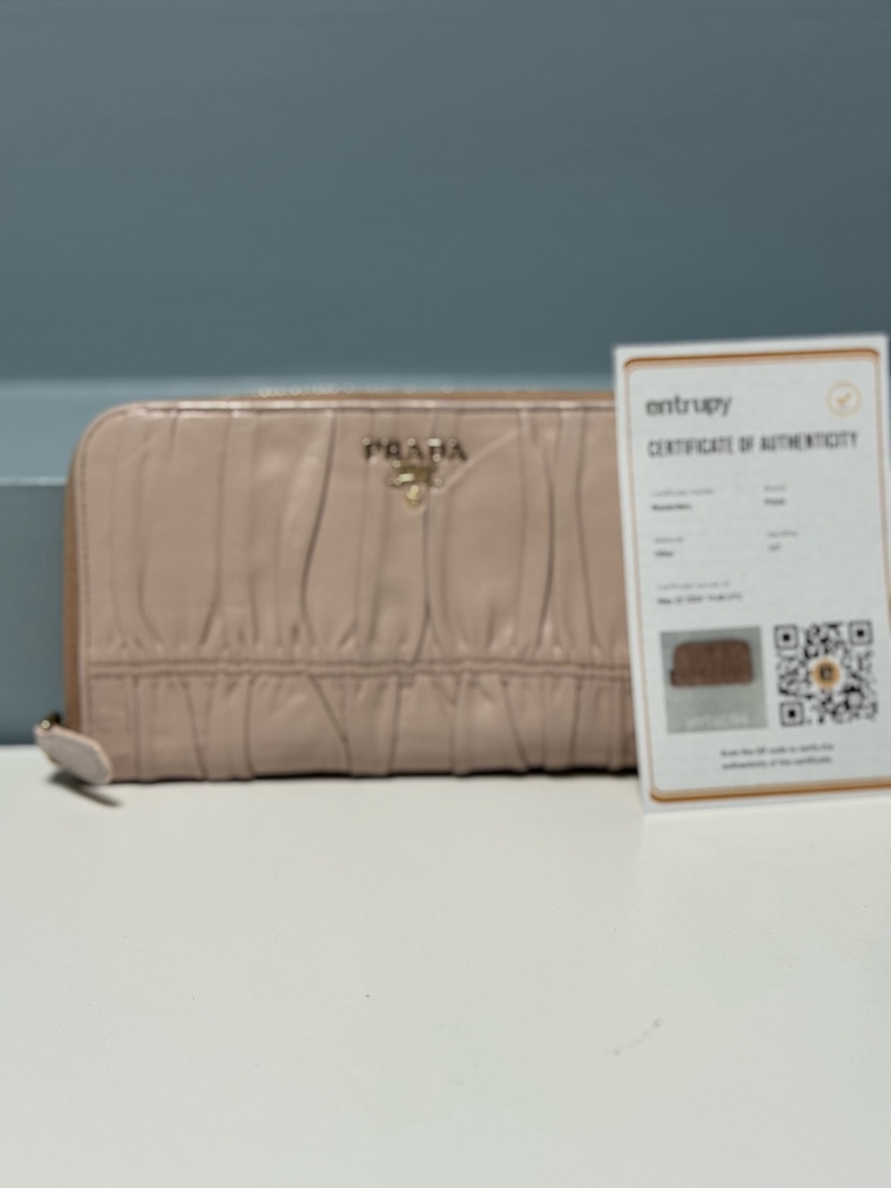 Prada Gaufre Nappa Leather Zip Wallet Authentic